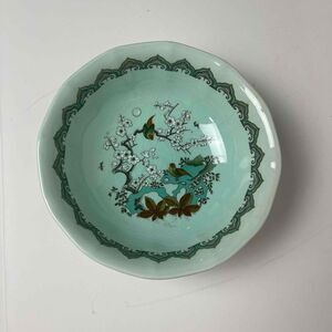 Adams Vintage Calyx Ware Iron Stone Salad Plate and‎ Bowl Pale Blue Birds